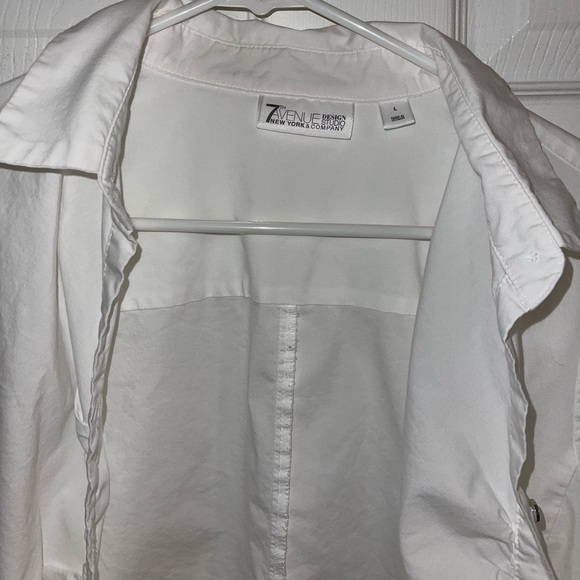7th Avenue New York & Company White Contoured Button Down Blouse Size Large - Picture 7 of 11